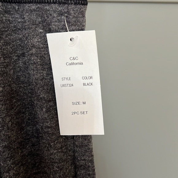 NWT{C&C California}Sz M 2 Pc Blk Heather Loungewear - Picture 11 of 13